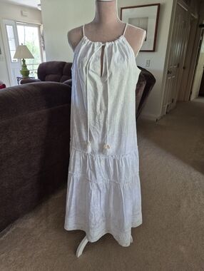 NWT Farmers Market White Halter Tiered Cotton Sundress Size Medium